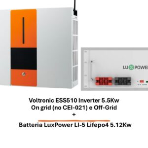 Voltronic ESS510 Inverter 5.5Kw On grid (no CEI-021) e Off-Grid + Batteria LuxPower LI-5 Lifepo4 5.12Kw